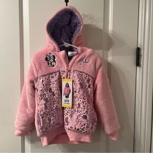 NWT Kids Minnie Mouse Pink Plush Hoodie